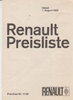 Preisliste Renault Programm 8 - 1968