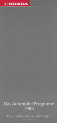 Preisliste Honda Programm 9-1987