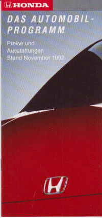 Preisliste Honda Programm 11-1992