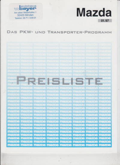 Preisliste Mazda Programm 1-1997