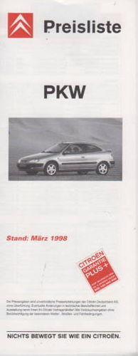 Preisliste Citroen PKW Programm 3-1998