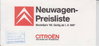 Preisliste Citroen PKW Programm 9-1987