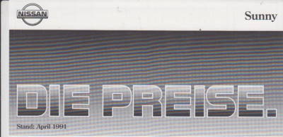 Preisliste Nissan Sunny 4-1991