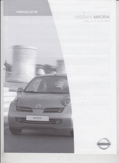 Preisliste Nissan Micra 1-2003