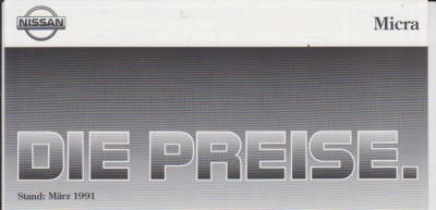 Preisliste Nissan Micra 3-1991