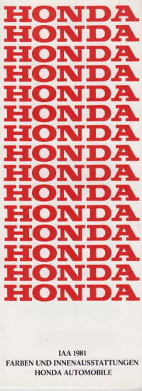 Farbkarte Honda Automobile 1981