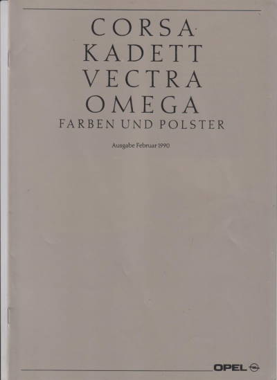 Farbkarte Opel Programm 2-1990