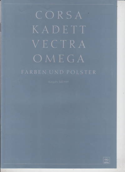 Farbkarte Opel Programm 7-1989