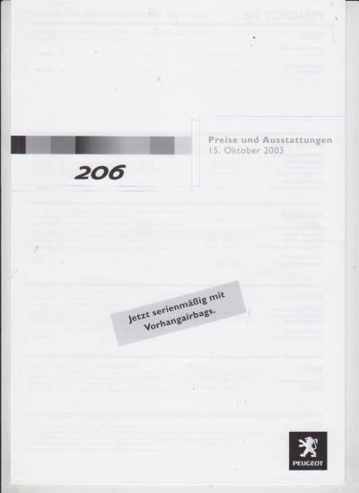 Preisliste Peugeot 206 10-2003