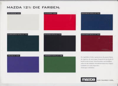 Farbkarte Mazda 121 1-1997