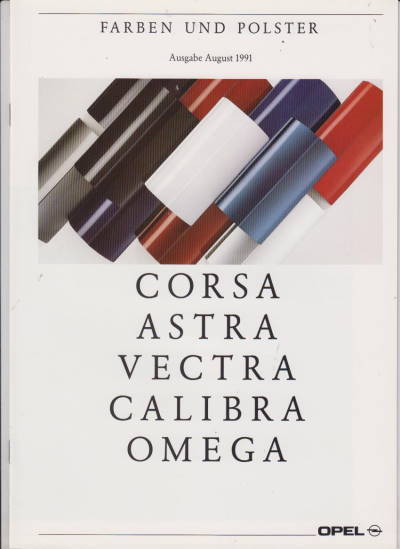 Farbkarte Opel Programm 8-1991