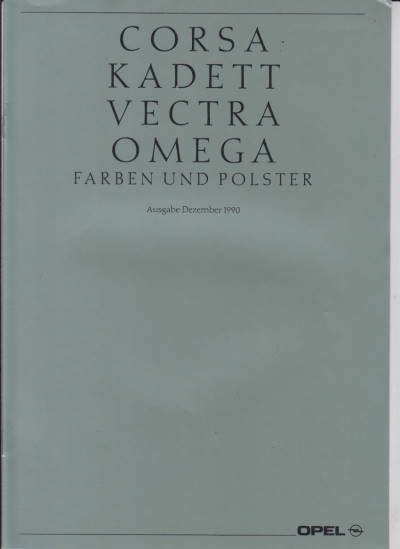 Farbkarte Opel Programm 12-1990