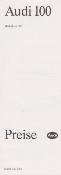 Preisliste Audi 100 6 -1992