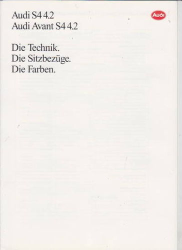 Farbkarte Technik Audi S4 4,2 mit Avant 1993