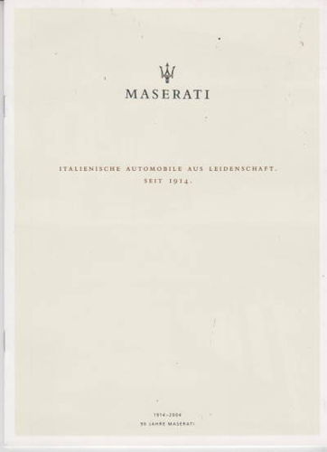 Autoprospekt 90 Jahre Maserati 2004