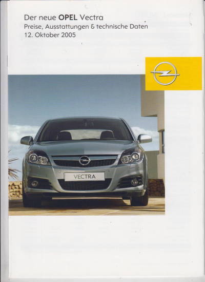 Preisliste Technik Opel Vectra 10-2005