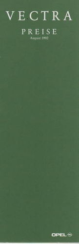 Preisliste Opel Vectra 8-1992