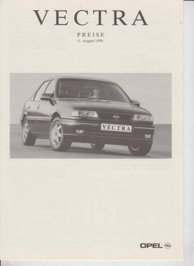 Preisliste Opel Vectra 8-1994