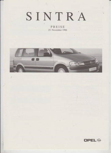 Preisliste Opel Sintra 1-1996