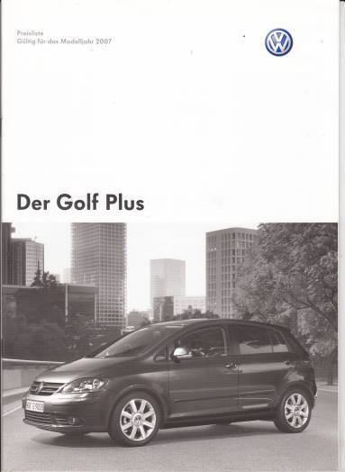 VW Golf Plus Preisliste 1-2007