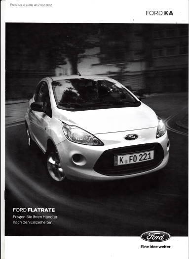 Preisliste Ford Ka 2-2012