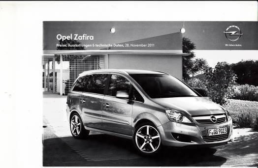 Preisliste Technik Opel Zafira 28. November 2011