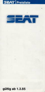 Preisliste Seat Ronda Ibiza Fura 3-1985