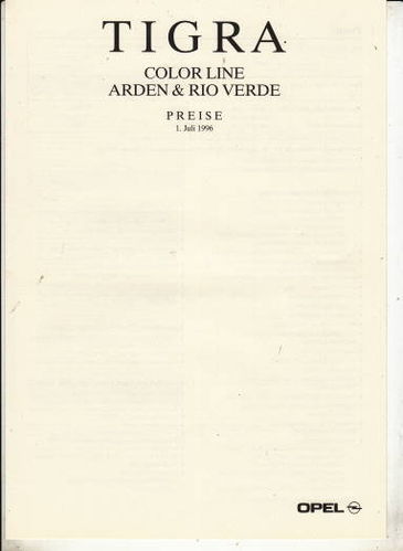 Preisliste Opel Tigra Sondermodelle 1996