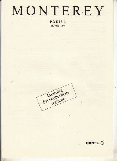 Opel Monterey Preisliste 5-1998