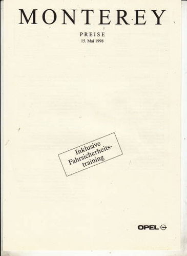 Opel Monterey Preisliste 5-1998