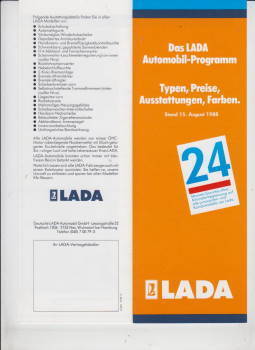 Lada Preisliste Farbkarte 8-1988