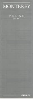 Preisliste Opel Monterey 6-1992