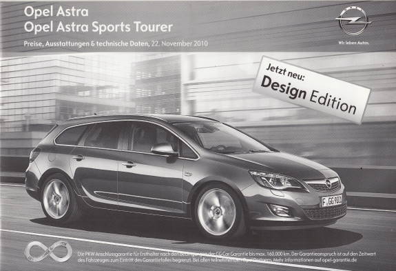 Preisliste Opel Astra 3-2011