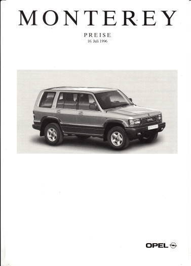 Preisliste Opel Monterey 7-1996