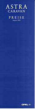 Preisliste Opel Astra Caravan 8-1992