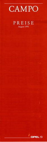 Preisliste Opel Campo August 1991