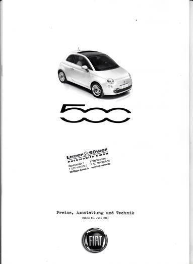 Fiat 500 - Prospekt Preise / Technik 2013