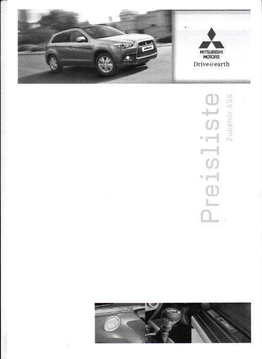 Mitsubishi ASX Preisliste Zubehör 1-2013 TOP - Histoquariat