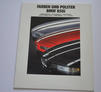 Farbkarte Prospekt BMW 850i 1990