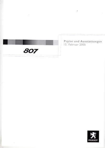 Preisliste Peugeot 807 15. Februar 2005