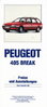 Preisliste Peugeot 405 Break September 1988 pr1228