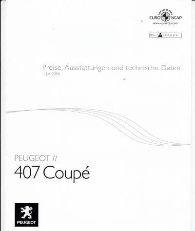 Preisliste Peugeot 407 Coupe 1. Juli 2008 pr-1236
