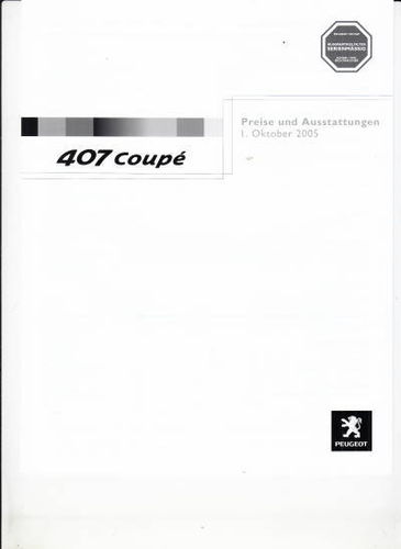 Preise Peugeot 407 Coupe 1. Oktober 2005