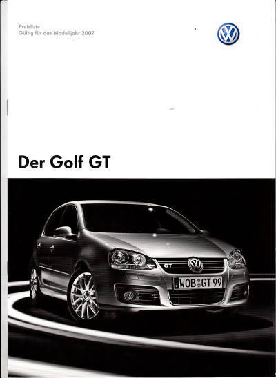 Preisliste VW Golf GT 1. Juni 2006 pr-1151