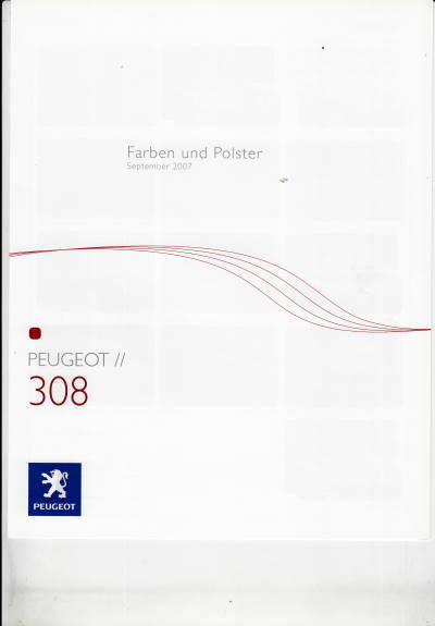 Farbkarte Peugeot 308 September 2007