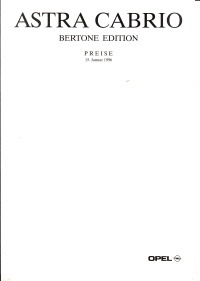 Preisliste Opel Astra Cabrio Bertone Edition 15. Jan 1996