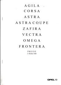 Preisliste Opel PKW Programm 2. Okt 2000 pr-1063