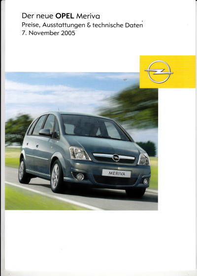 Preise Technik Opel Meriva 7. November 2005 pr-1112