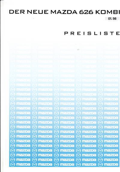 Preisliste Mazda 626 Kombi Januar 1998 pr-1116