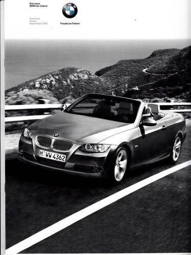 Preisliste BMW 3er Cabrio September 2007